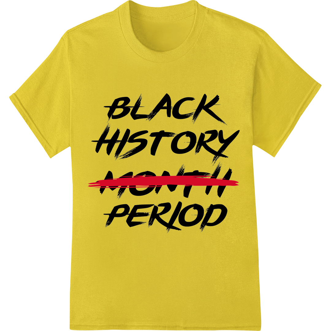 Celebrate Black Excellence with This Bold BLM History DTF Print on yellow shirt - SUPERDTF-DTF Prints-DTF Transfers-Custom DTF Prints