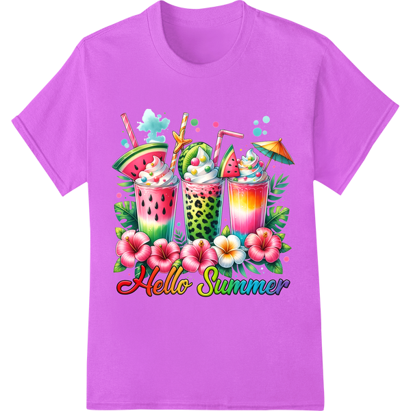 Tropical Summer Drinks - Colorful DTF Print Heat Transfer on purple shirt - SUPERDTF-DTF Prints-DTF Transfers-Custom DTF Prints