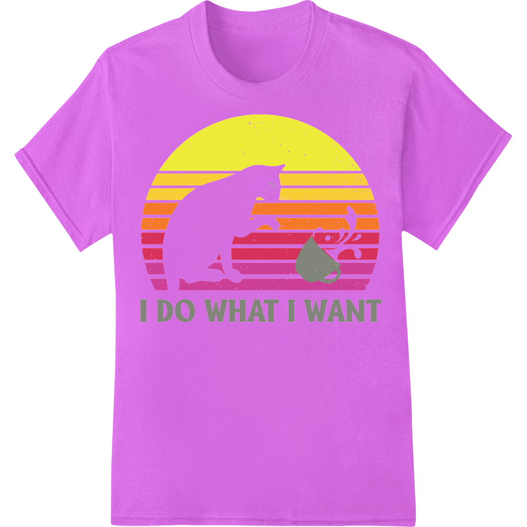 I DO WHAT I WANT Cat Sunset DTF Print Heat Transfer on purple shirt - SUPERDTF-DTF Prints-DTF Transfers-Custom DTF Prints