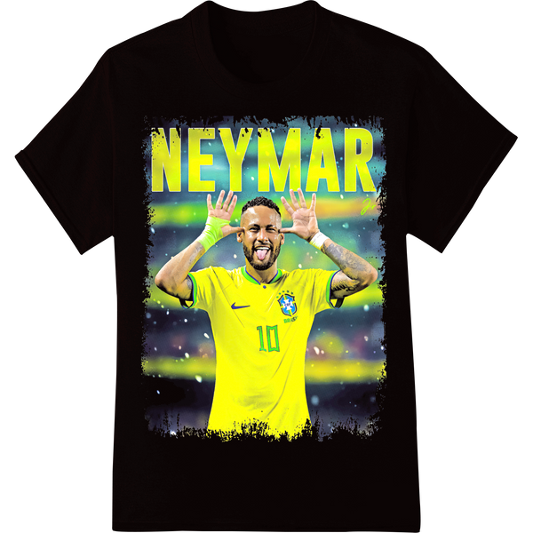 Neymar: Soccer Superstar | Vibrant DTF Heat Transfer Design on black shirt - SUPERDTF-DTF Prints-DTF Transfers-Custom DTF Prints