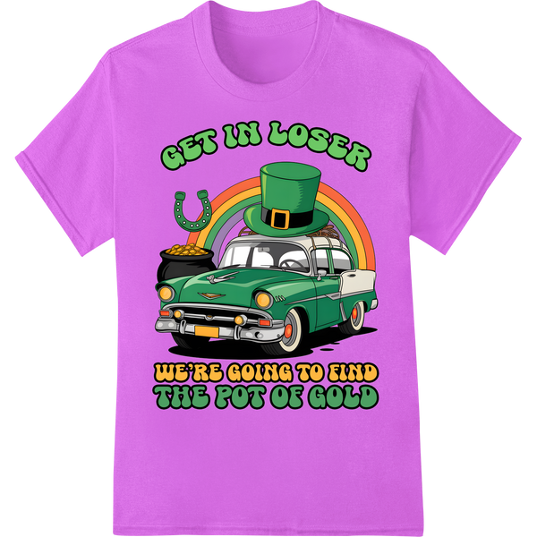 Vintage Lucky Shamrock Car St. Patrick's Day Heat Transfer on purple shirt - SUPERDTF-DTF Prints-DTF Transfers-Custom DTF Prints