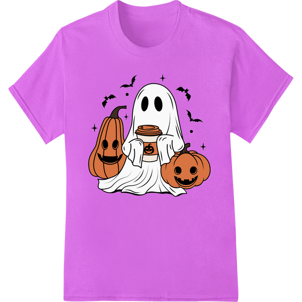 Durable custom DTF designs applied to Adorable Ghost & Pumpkins Halloween DTF Print Design