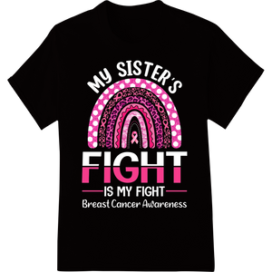 Fight Breast Cancer: Bold Pink Ribbon Typography on black shirt - SUPERDTF-DTF Prints-DTF Transfers-Custom DTF Prints