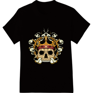 Durable DTF prints applied to Regal Skull Crown: Ornate DTF Heat Transfer Design