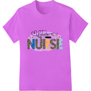 Future Nurse: Bold Leopard Print Design for Healthcare showcasing advanced DTF printing service technology