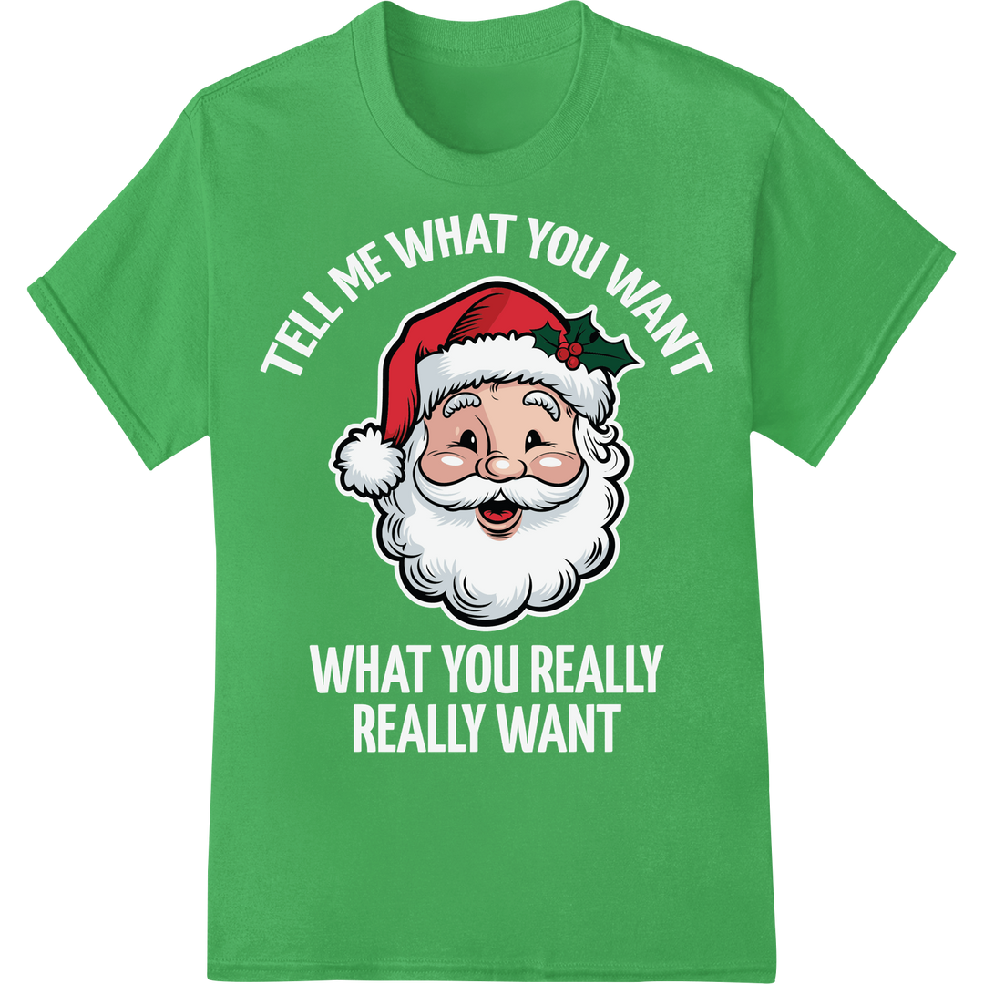 Jolly Laughing Santa Claus Cartoon DTF Print Heat Transfer on green shirt - SUPERDTF-DTF Prints-DTF Transfers-Custom DTF Prints