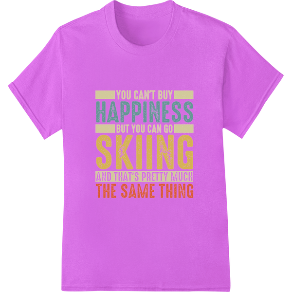 Ski Your Way to Happiness: Inspiring DTF Print Transfer on purple shirt - SUPERDTF-DTF Prints-DTF Transfers-Custom DTF Prints