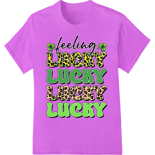 St. Patrick's Day Leopard Print Lucky Heat Transfer on purple shirt - SUPERDTF-DTF Prints-DTF Transfers-Custom DTF Prints