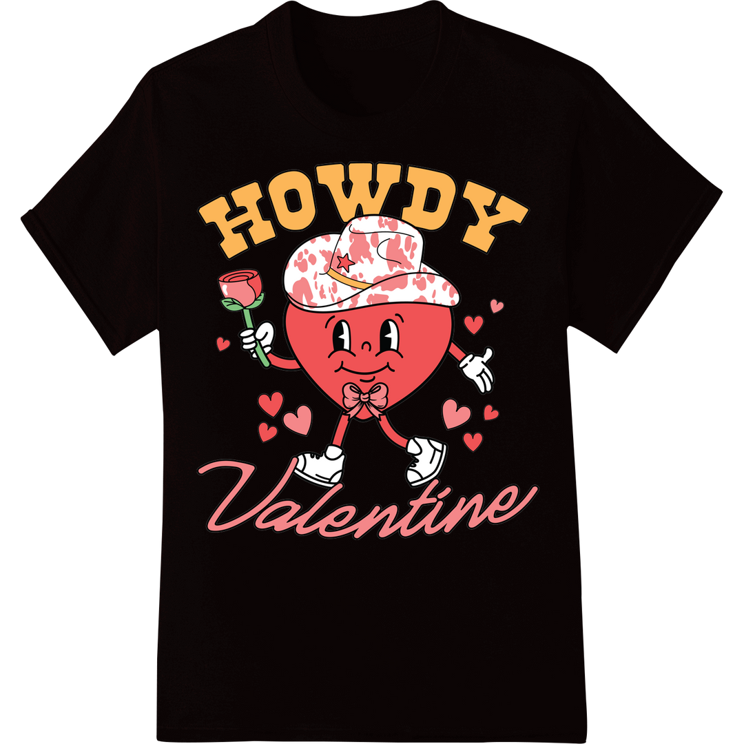 Adorable Cowboy Heart DTF Print Heat Transfer for Valentine's on black shirt - SUPERDTF-DTF Prints-DTF Transfers-Custom DTF Prints