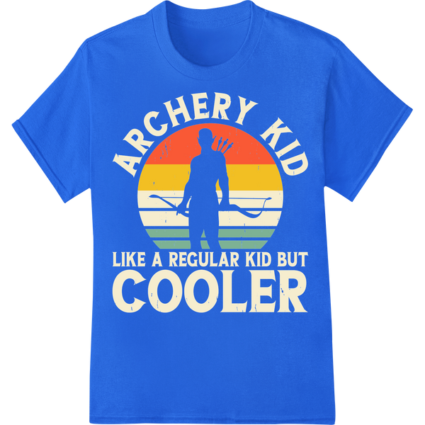 Archery Kid: Cooler Than Your Average Child | DTF Print on blue shirt - SUPERDTF-DTF Prints-DTF Transfers-Custom DTF Prints