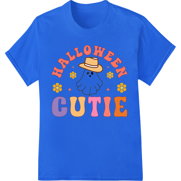 Adorable Ghost Halloween Cutie Heat Transfer on blue shirt - SUPERDTF-DTF Prints-DTF Transfers-Custom DTF Prints