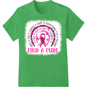 Inspiring Breast Cancer Awareness Pink Ribbon DTF Print on green shirt - SUPERDTF-DTF Prints-DTF Transfers-Custom DTF Prints