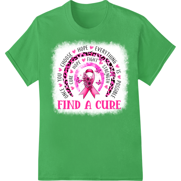 Inspiring Breast Cancer Awareness Pink Ribbon DTF Print on green shirt - SUPERDTF-DTF Prints-DTF Transfers-Custom DTF Prints