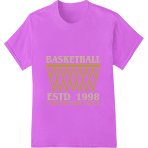 Durable t shirt prints applied to Vintage 1998 Basketball Championship League Emblem