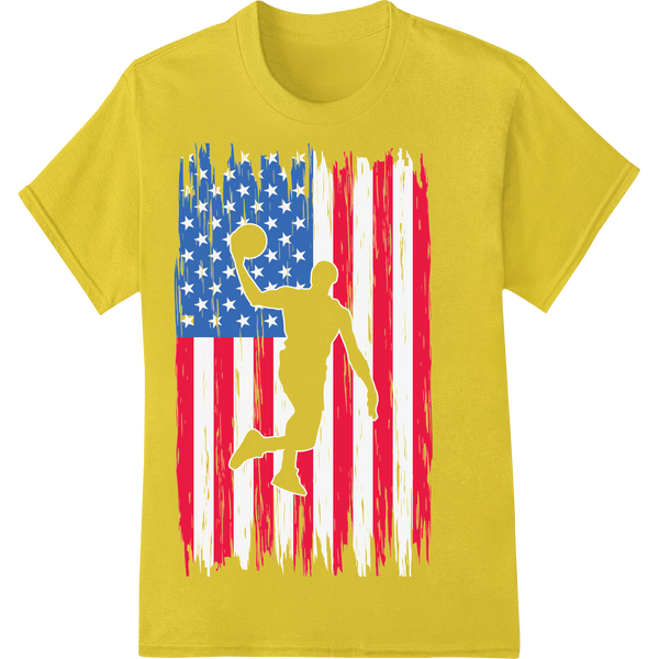 Patriotic Basketball Player DTF Print Heat Transfer on yellow shirt - SUPERDTF-DTF Prints-DTF Transfers-Custom DTF Prints