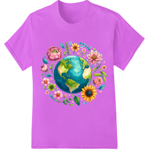 Vibrant Earth Day DTF Heat Transfer Print | Eco-Friendly on purple shirt - SUPERDTF-DTF Prints-DTF Transfers-Custom DTF Prints