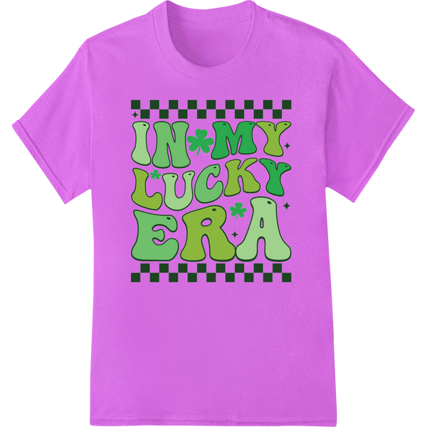 Retro St. Patrick's Day 'IN MY LUCKY ERA' Heat Transfer on purple shirt - SUPERDTF-DTF Prints-DTF Transfers-Custom DTF Prints