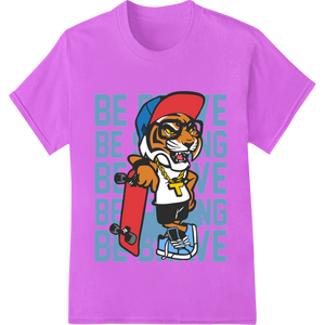 Brave Tiger Skateboarding DTF Print Heat Transfer - High-quality personalized clothing