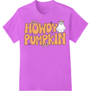 Custom DTF heat transfers design - Cute 'HOWDY PUMPKIN' Halloween Ghost Cowboy Design