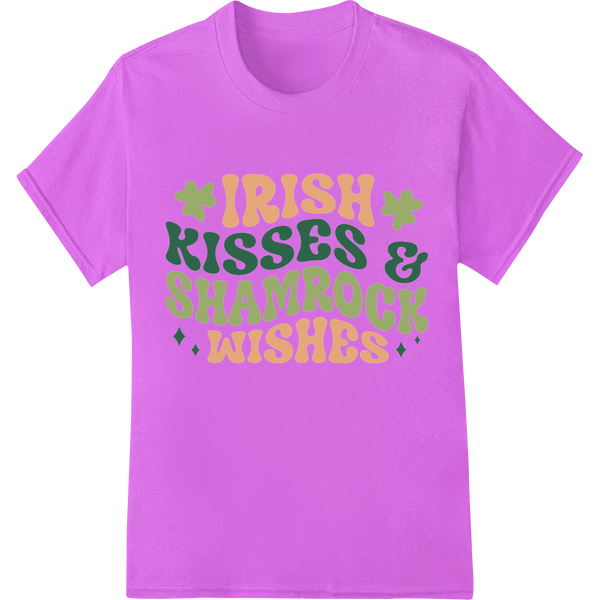 Lucky Charm: Irish Kisses & Shamrock Wishes DTF Print on purple shirt - SUPERDTF-DTF Prints-DTF Transfers-Custom DTF Prints