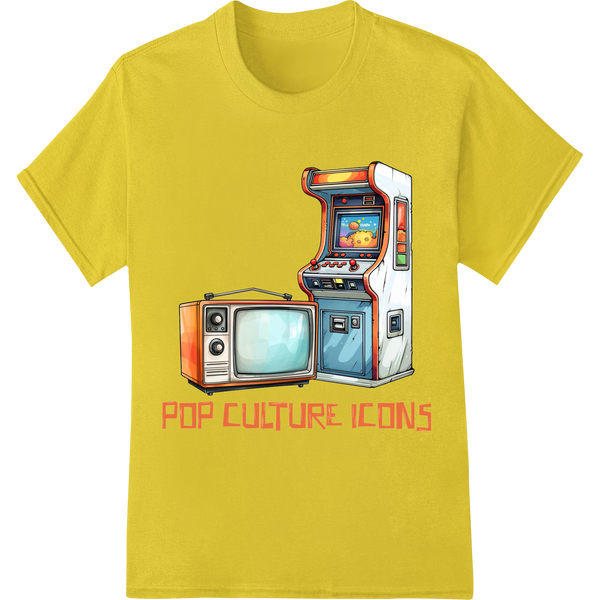 Retro Gaming TV Nostalgia DTF Print Heat Transfer Design on yellow shirt - SUPERDTF-DTF Prints-DTF Transfers-Custom DTF Prints