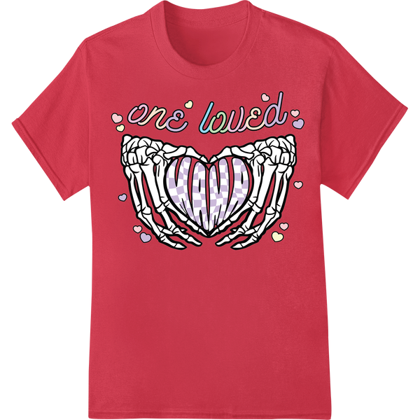 Skeleton Hands Heart 'We Loved' Valentine's DTF Transfer on red shirt - SUPERDTF-DTF Prints-DTF Transfers-Custom DTF Prints