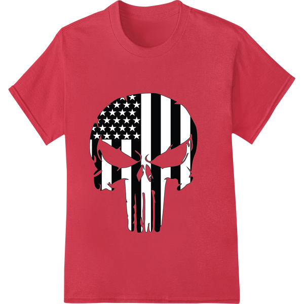 Fierce American Skull Flag DTF Print Heat Transfer on red shirt - SUPERDTF-DTF Prints-DTF Transfers-Custom DTF Prints