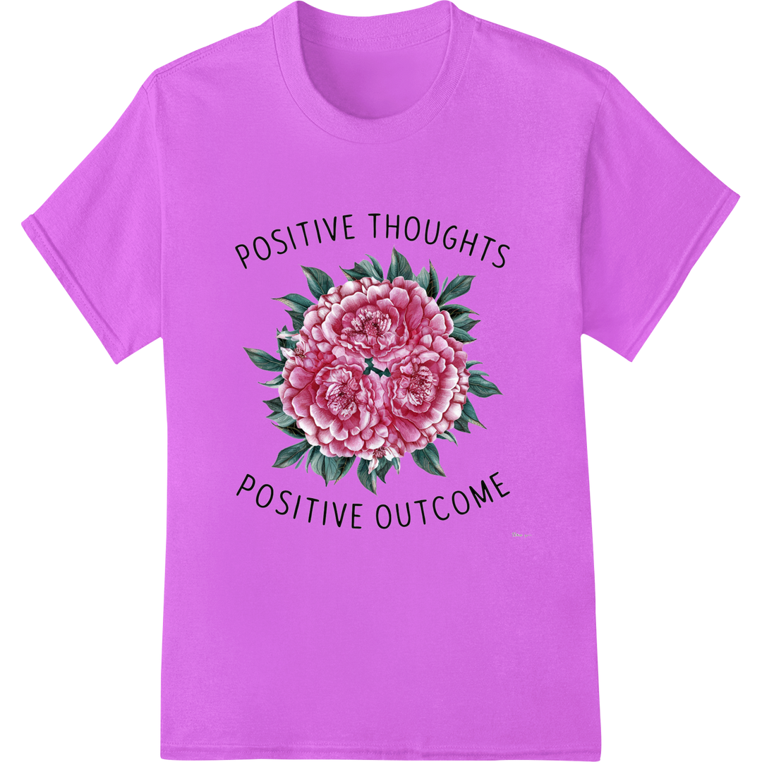 Uplifting Floral Quote DTF Print Heat Transfer | Positive Vibes on purple shirt - SUPERDTF-DTF Prints-DTF Transfers-Custom DTF Prints