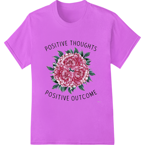 Uplifting Floral Quote DTF Print Heat Transfer | Positive Vibes on purple shirt - SUPERDTF-DTF Prints-DTF Transfers-Custom DTF Prints