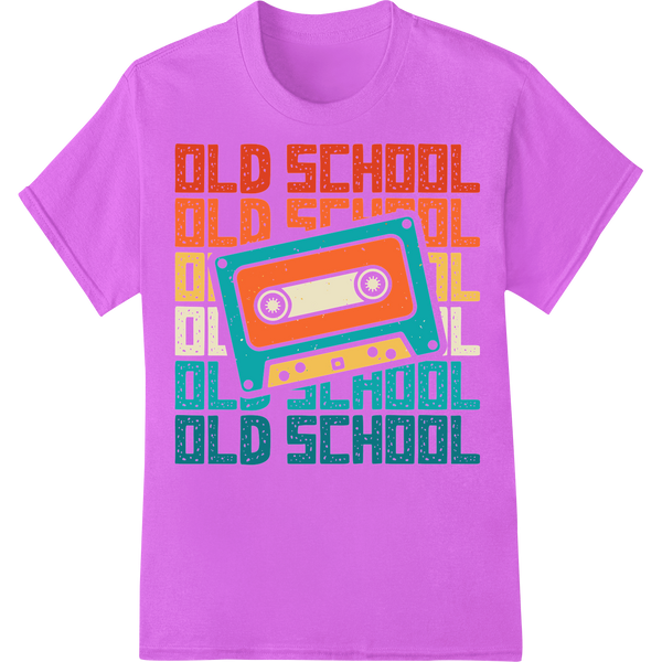 Retro Old School Cassette Tape DTF Print Heat Transfer on purple shirt - SUPERDTF-DTF Prints-DTF Transfers-Custom DTF Prints