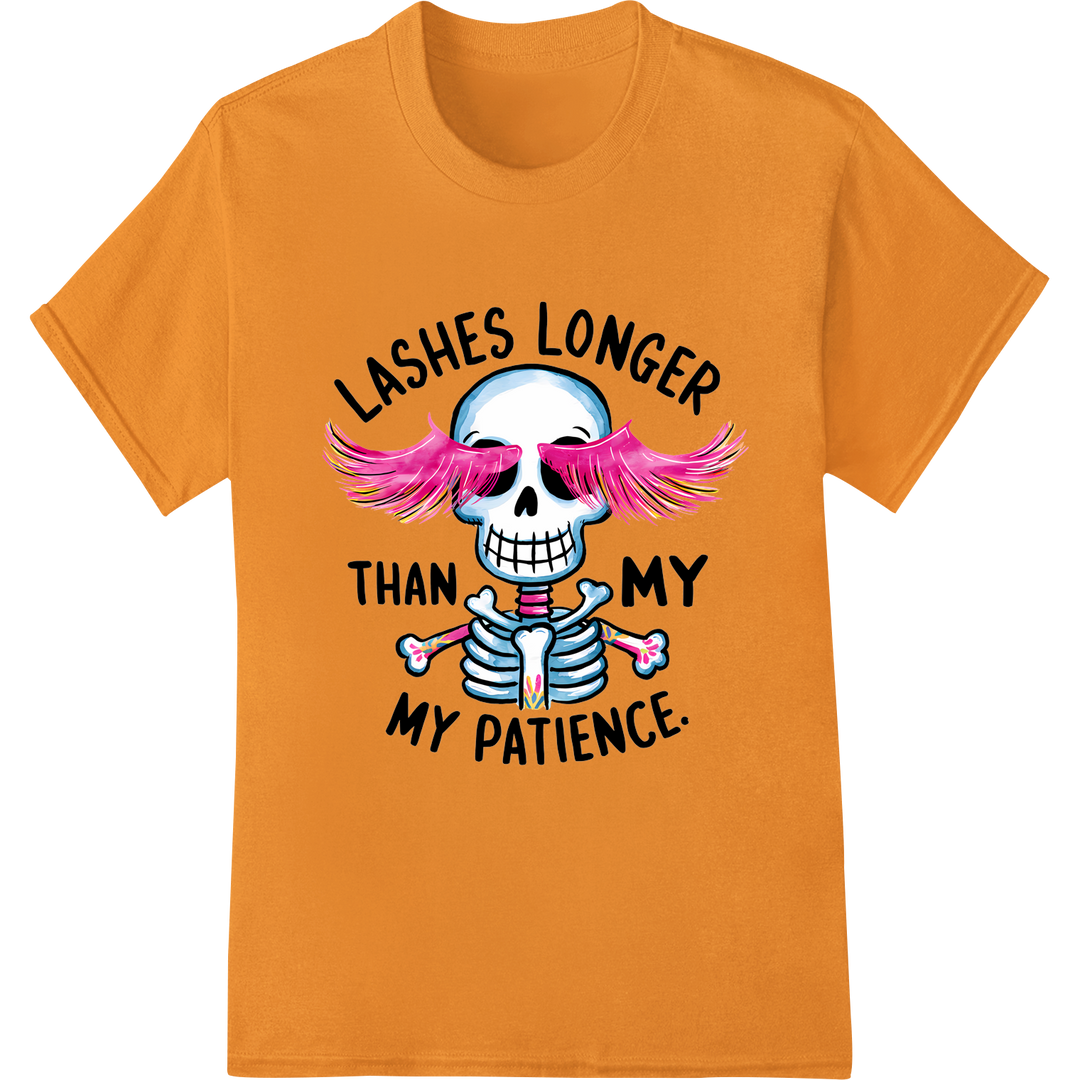 Sassy Skeleton DTF Print Heat Transfer | Edgy Humor on orange shirt - SUPERDTF-DTF Prints-DTF Transfers-Custom DTF Prints