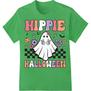 Vibrant DTF heat transfers print on Groovy Ghost: Hippie Halloween Vibes for Spooky Season