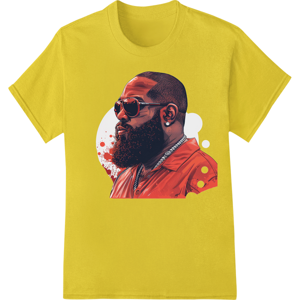 Bold Festive Portrait | Vivid Holiday Style Heat Transfer on yellow shirt - SUPERDTF-DTF Prints-DTF Transfers-Custom DTF Prints