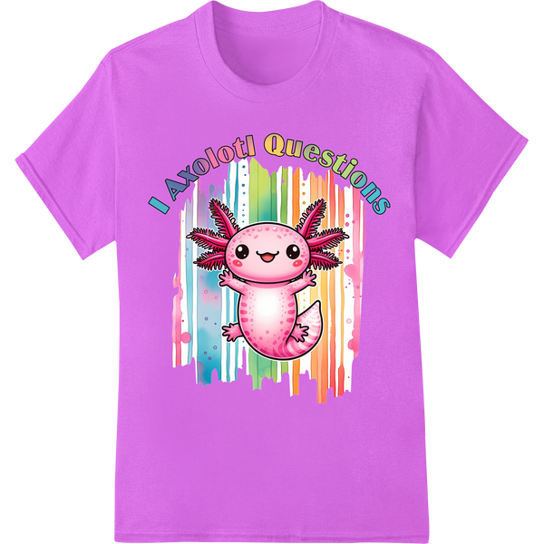 Adorable Axolotl Heat Transfer Print | Cute Animal DTF Design on purple shirt - SUPERDTF-DTF Prints-DTF Transfers-Custom DTF Prints