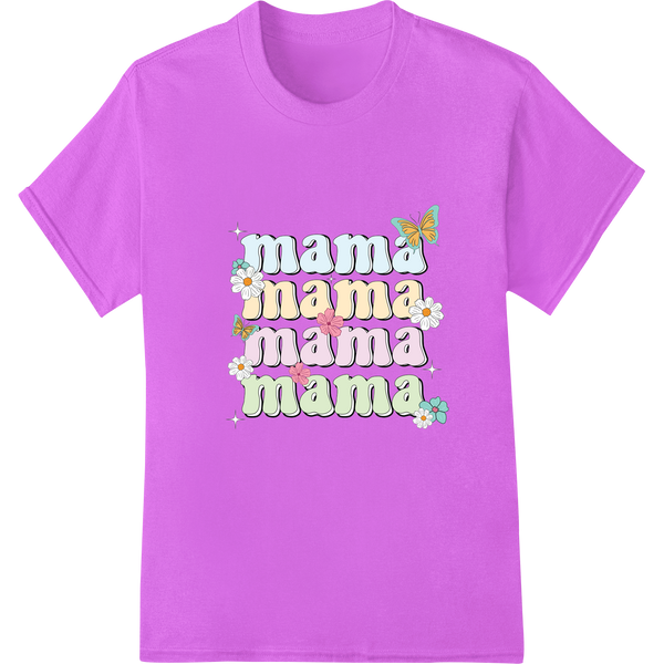 Retro 'Mama' Love: Charming Mother's Day DTF Print Transfer on purple shirt - SUPERDTF-DTF Prints-DTF Transfers-Custom DTF Prints