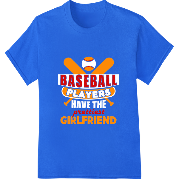 Baseball Player's Prettiest Girlfriend | DTF Print Transfer on blue shirt - SUPERDTF-DTF Prints-DTF Transfers-Custom DTF Prints