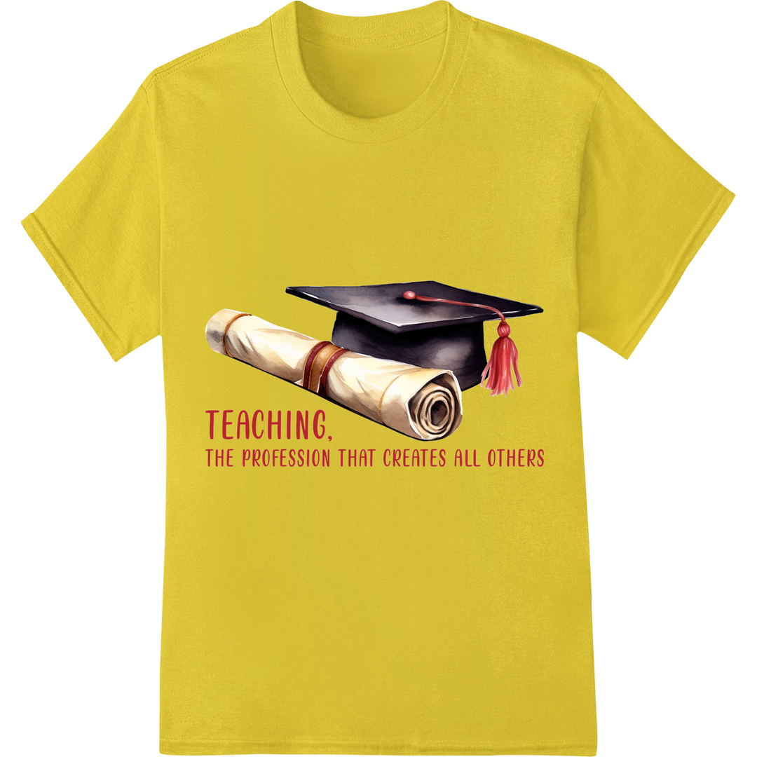 Honor Teachers: Inspiring DTF Transfer Print for Education on yellow shirt - SUPERDTF-DTF Prints-DTF Transfers-Custom DTF Prints