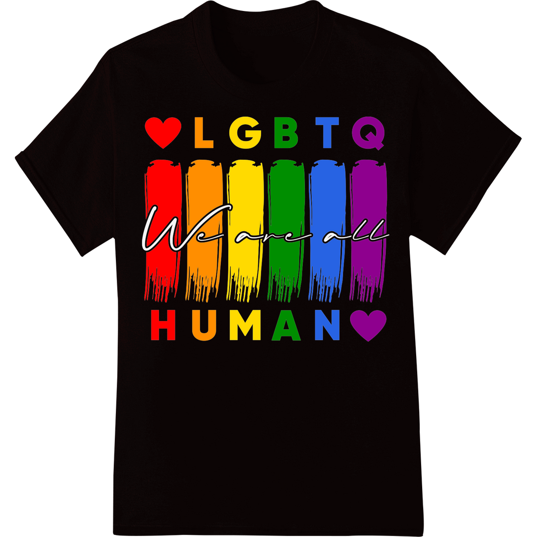 Vibrant LGBT Pride Heat Transfer: Celebrate Diversity on black shirt - SUPERDTF-DTF Prints-DTF Transfers-Custom DTF Prints