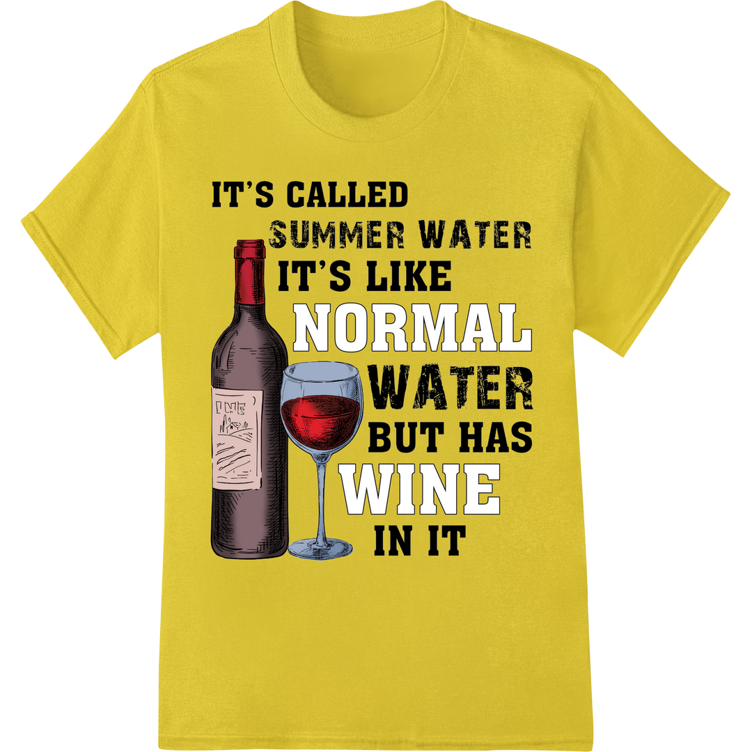 Witty 'Summer Water Wine' DTF Print Heat Transfer on yellow shirt - SUPERDTF-DTF Prints-DTF Transfers-Custom DTF Prints