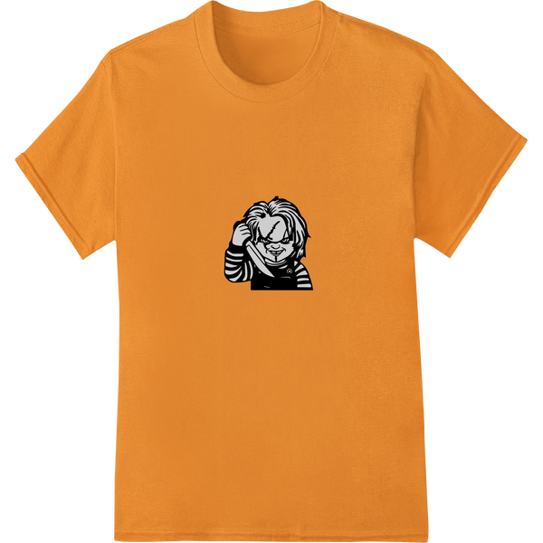 Creepy Cartoon Character Halloween DTF Print Heat Transfer on orange shirt - SUPERDTF-DTF Prints-DTF Transfers-Custom DTF Prints