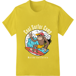 Custom garment printing design - Surf's Up! Cartoon Monkey Catches a Gnarly Wave