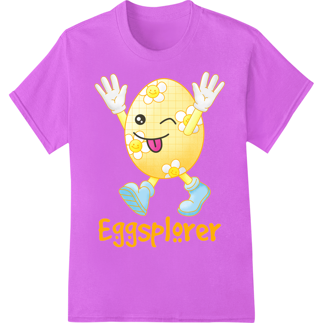 Adorable Easter 'Eggsplorer' Emoji DTF Print Heat Transfer on purple shirt - SUPERDTF-DTF Prints-DTF Transfers-Custom DTF Prints