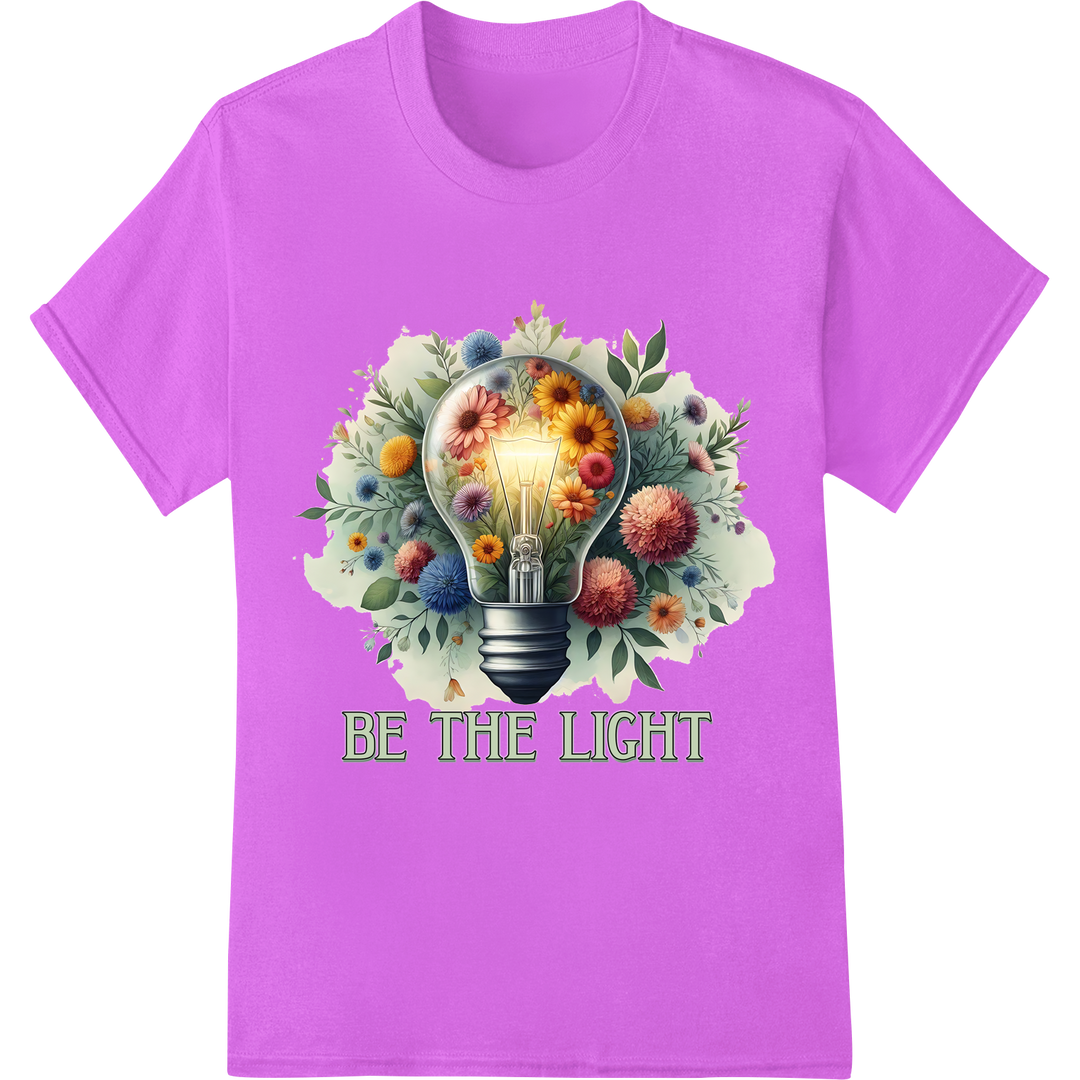 Illuminate Faith: Floral Lightbulb Christian DTF Print on purple shirt - SUPERDTF-DTF Prints-DTF Transfers-Custom DTF Prints