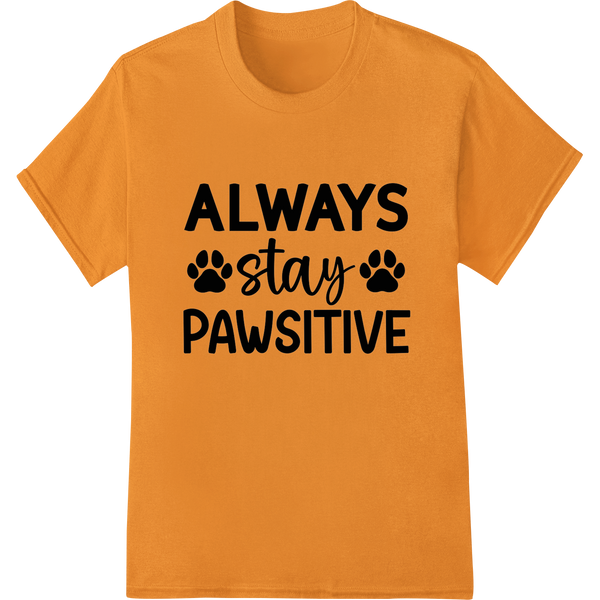 Stay Paw-sitive: Adorable Pet Pun DTF Print Heat Transfer on orange shirt - SUPERDTF-DTF Prints-DTF Transfers-Custom DTF Prints