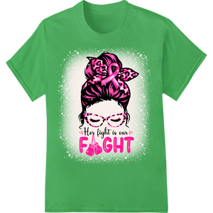 Fierce Pink Cheetah Breast Cancer Awareness DTF Transfer on green shirt - SUPERDTF-DTF Prints-DTF Transfers-Custom DTF Prints