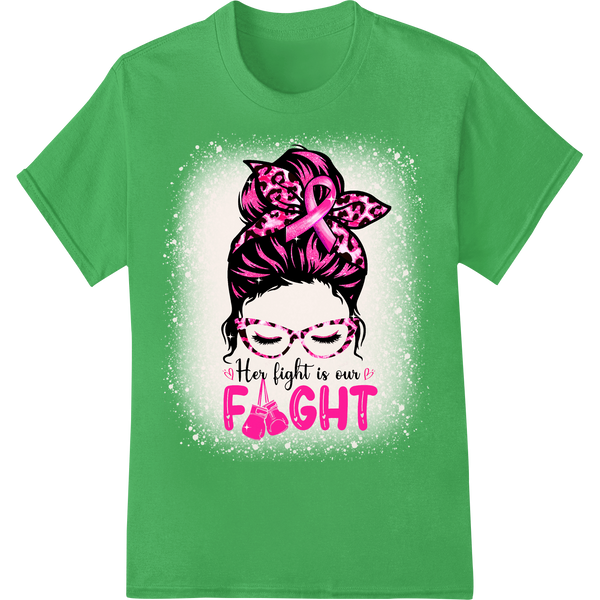 Fierce Pink Cheetah Breast Cancer Awareness DTF Transfer on green shirt - SUPERDTF-DTF Prints-DTF Transfers-Custom DTF Prints