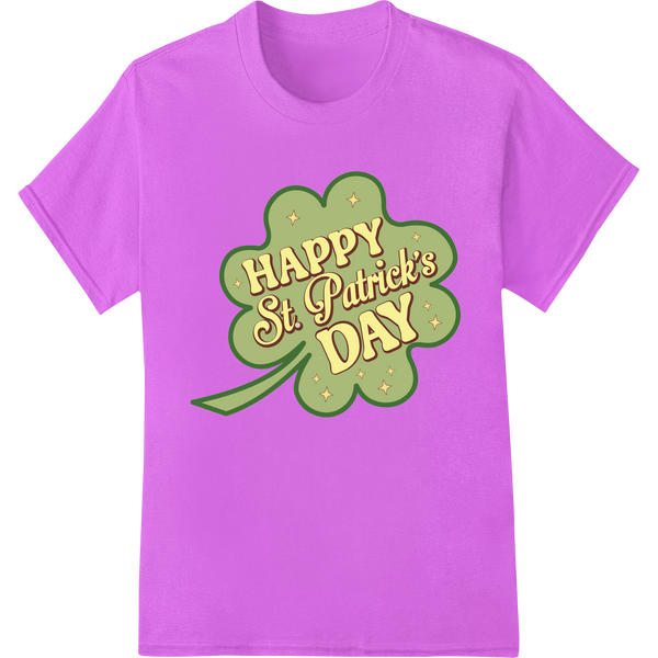 Retro Shamrock Charm: St. Patrick's Day DTF Transfer Print on purple shirt - SUPERDTF-DTF Prints-DTF Transfers-Custom DTF Prints