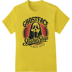 Cutting-edge innovative apparel printing featured on Ghostface Slasher Shop: Always Fresh Horror DTF Transfer