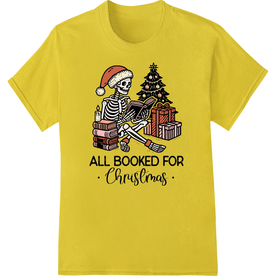 Skele-brate the Holidays with Our Quirky Christmas DTF Print on yellow shirt - SUPERDTF-DTF Prints-DTF Transfers-Custom DTF Prints