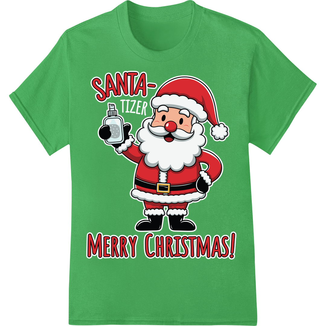 Hilarious Santa DTF Print Heat Transfer | Funny Christmas on green shirt - SUPERDTF-DTF Prints-DTF Transfers-Custom DTF Prints